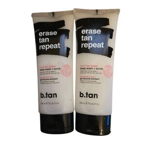 Lot of 2 B.Tan Erase Tan Repeat 2-in-1 Body Wash + Scrub 8.0 oz